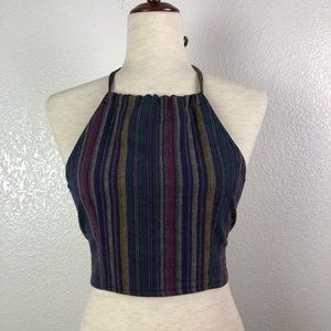 Earthbound Nepal Purple Stripe Halter Top
